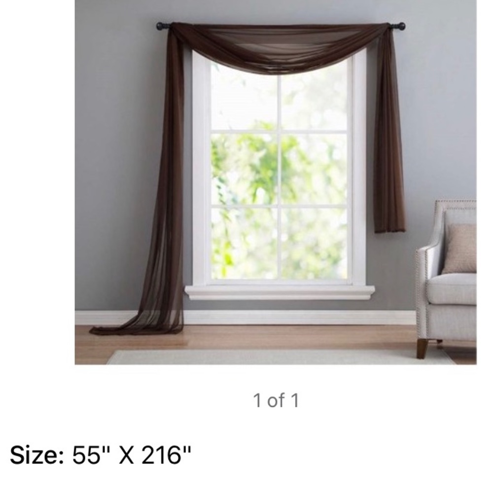 Chocolate colored window scarf